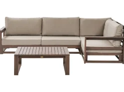 Set di divani angolari da giardino 4 posti TIMOR Lato Sinistro Modulare Legno di acacia certificato Marrone scuro