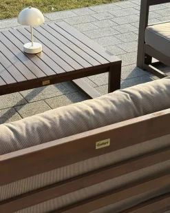 Set di divani angolari da giardino 4 posti TIMOR Lato Sinistro Modulare Legno di acacia certificato Marrone scuro