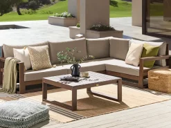 Set di divani angolari da giardino 4 posti TIMOR Lato Sinistro Modulare Legno di acacia certificato Marrone scuro