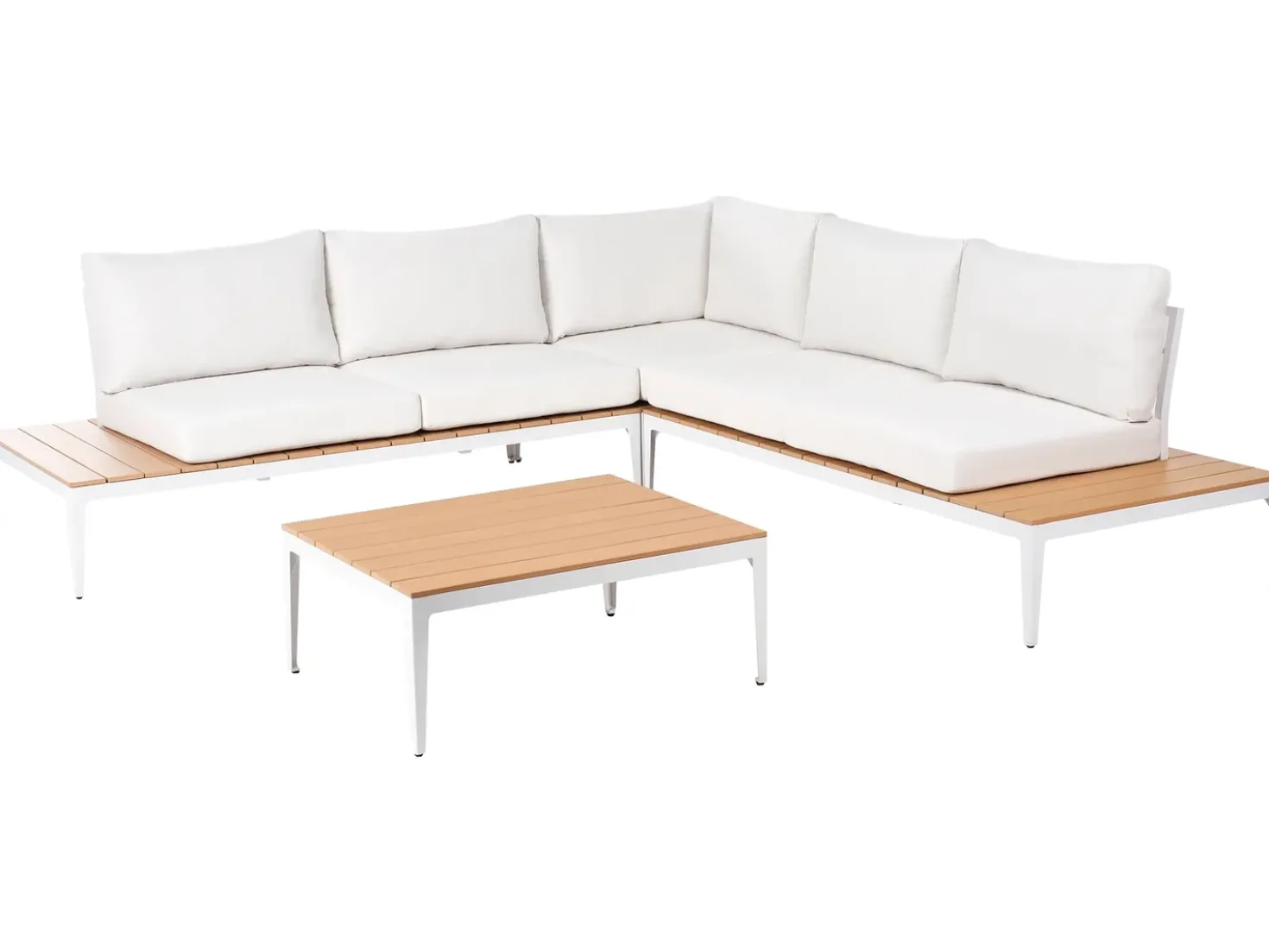 Set di divani angolari da giardino 5 posti POSITANO Bianco sporco