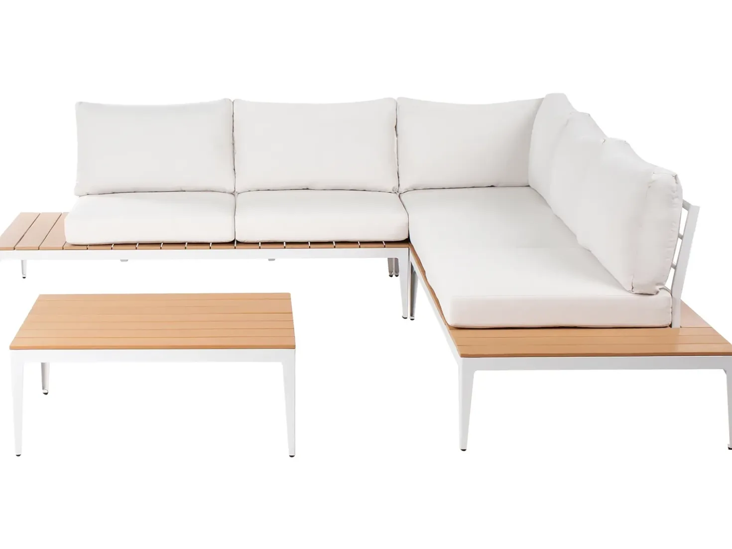 Set di divani angolari da giardino 5 posti POSITANO Bianco sporco