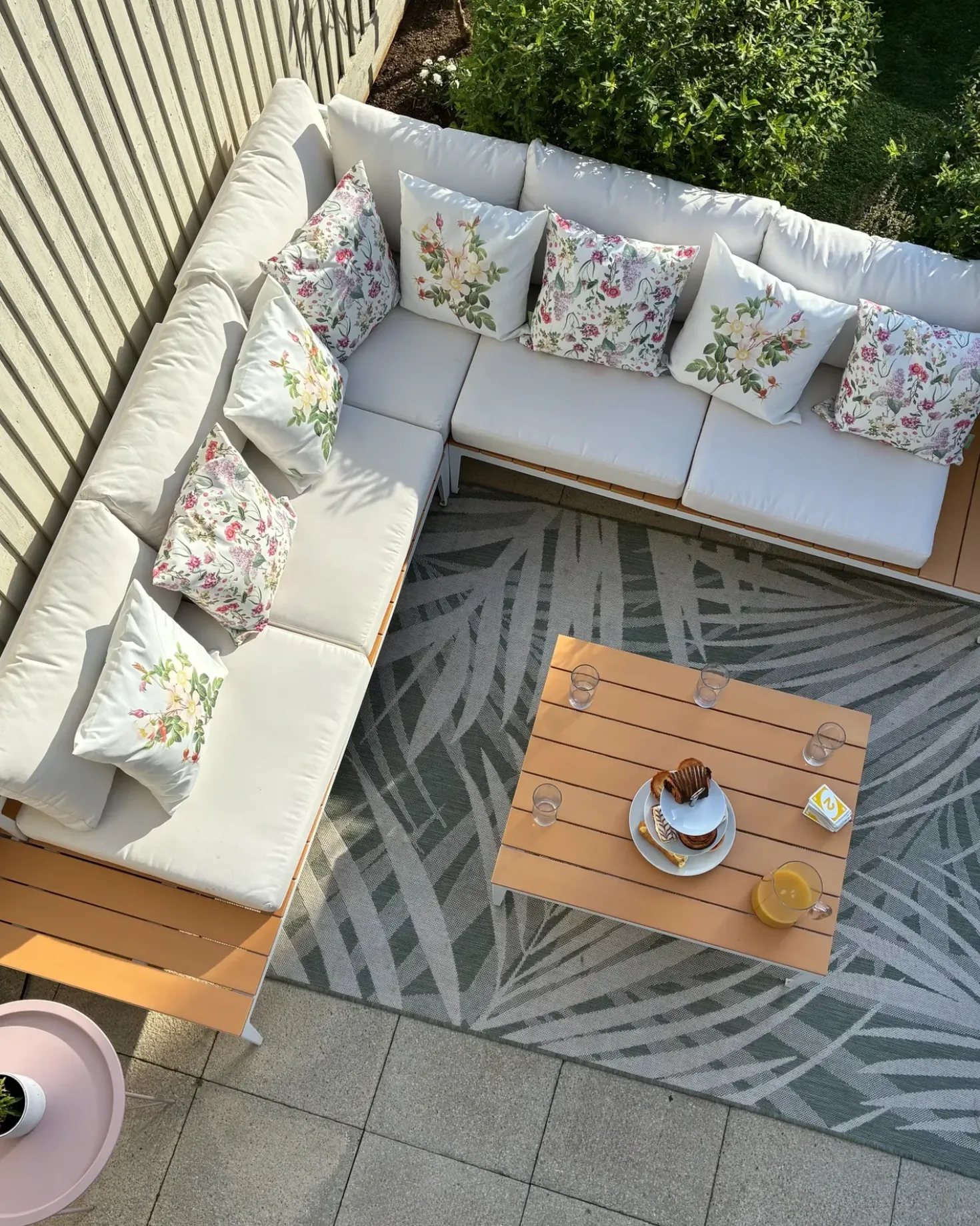 Set di divani angolari da giardino 5 posti POSITANO Bianco sporco