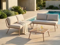 Set di divani angolari da giardino 4 posti CACCAMO Beige