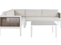 Set di divani angolari da giardino 4 posti BORELLO Lato Sinistro Metallo Beige