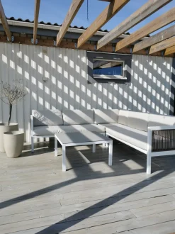 Set di divani angolari da giardino 4 posti BORELLO Lato Sinistro Metallo Beige