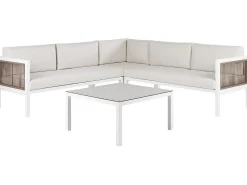 Set di divani angolari da giardino 4 posti BORELLO Lato Sinistro Metallo Beige