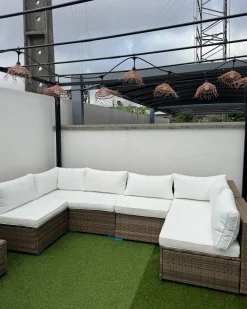 Set di divani angolari da giardino 6 posti BELVEDERE Rattan sintetico (PE) Bianco