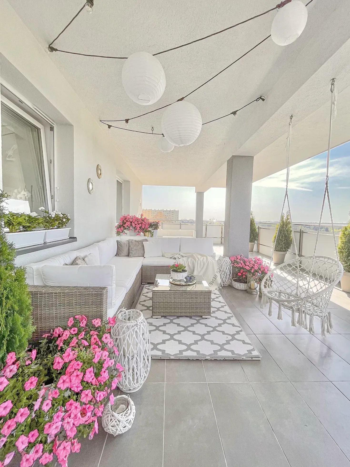 Set di divani angolari da giardino 6 posti BELVEDERE Rattan sintetico (PE) Bianco
