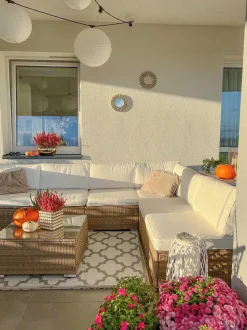 Set di divani angolari da giardino 6 posti BELVEDERE Rattan sintetico (PE) Bianco