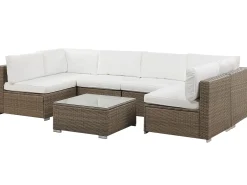 Set di divani angolari da giardino 6 posti BELVEDERE Rattan sintetico (PE) Bianco
