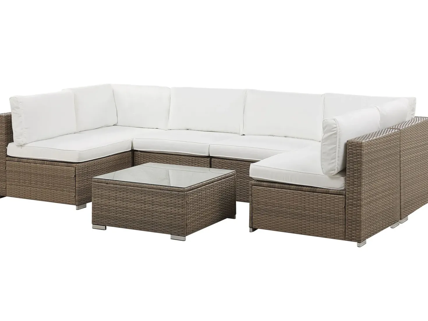 Set di divani angolari da giardino 6 posti BELVEDERE Rattan sintetico (PE) Bianco