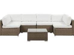 Set di divani angolari da giardino 6 posti BELVEDERE Rattan sintetico (PE) Bianco