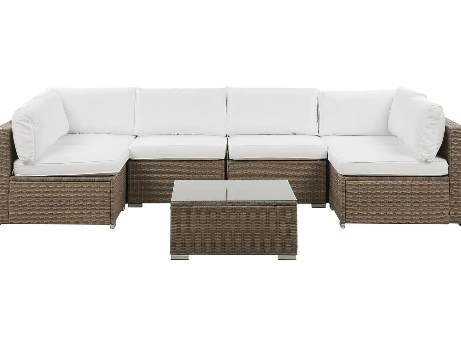 Set di divani angolari da giardino 6 posti BELVEDERE Rattan sintetico (PE) Bianco