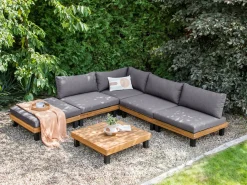 Set di divani angolari da giardino 5 posti FRAZZANO Modulare Legno di acacia certificato Grigio