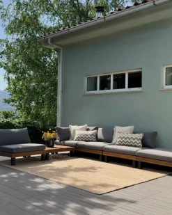 Set di divani angolari da giardino 5 posti FRAZZANO Modulare Legno di acacia certificato Grigio