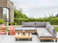 Set di divani angolari da giardino 5 posti FRAZZANO Modulare Legno di acacia certificato Grigio