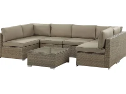 Set di divani angolari da giardino 6 posti BELVEDERE Rattan sintetico (PE) Marrone