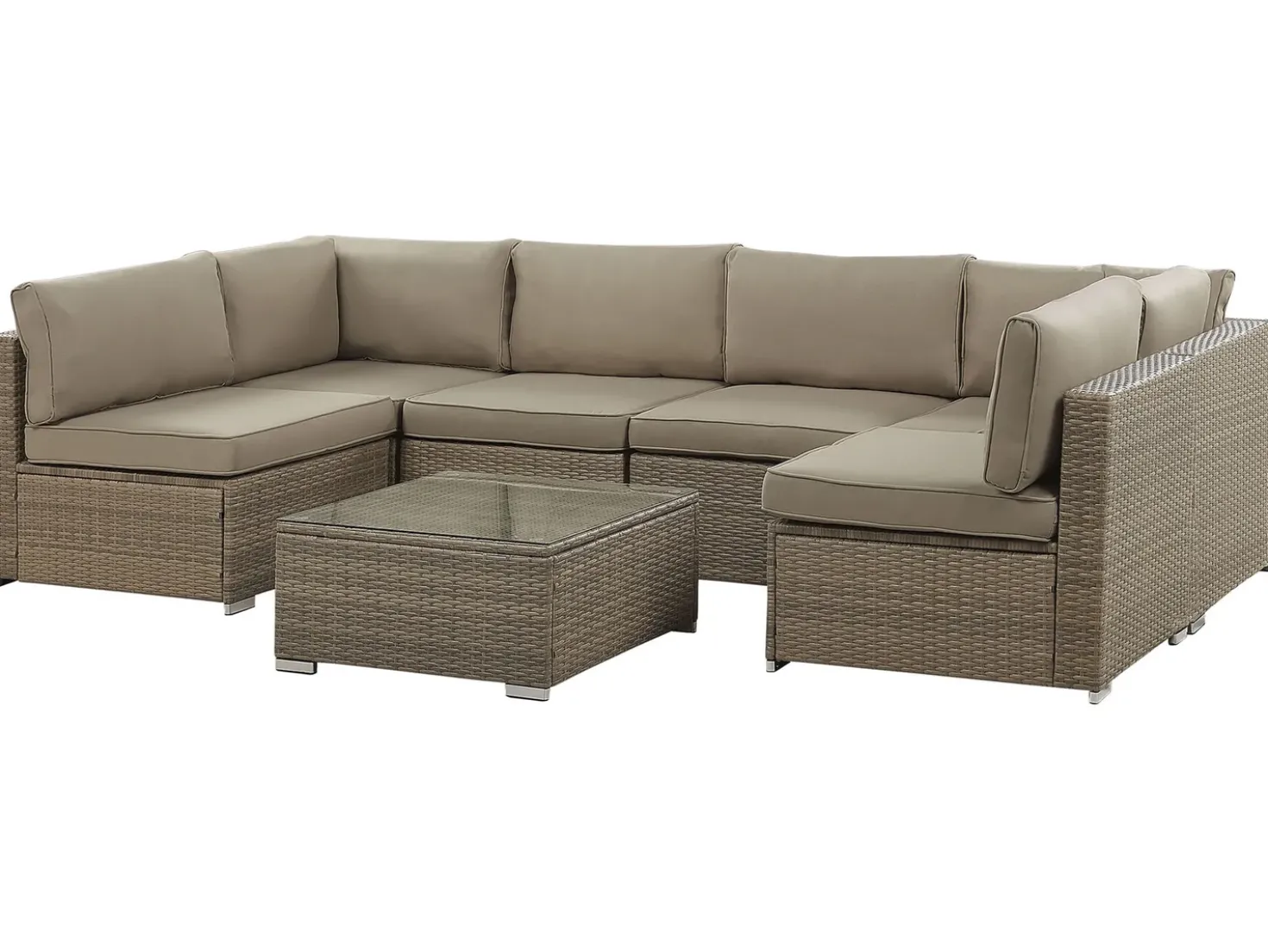 Set di divani angolari da giardino 6 posti BELVEDERE Rattan sintetico (PE) Marrone