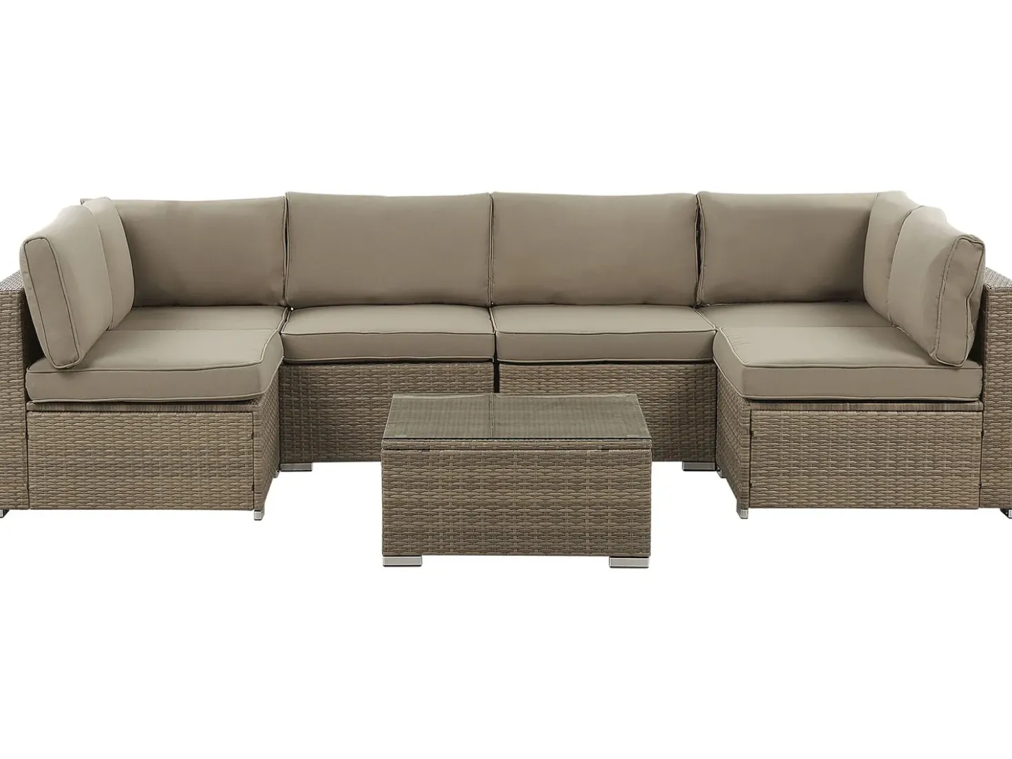 Set di divani angolari da giardino 6 posti BELVEDERE Rattan sintetico (PE) Marrone
