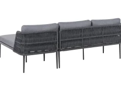 Set di divani angolari da giardino 3 posti LEFFE Lato Sinistro Metallo Grigio