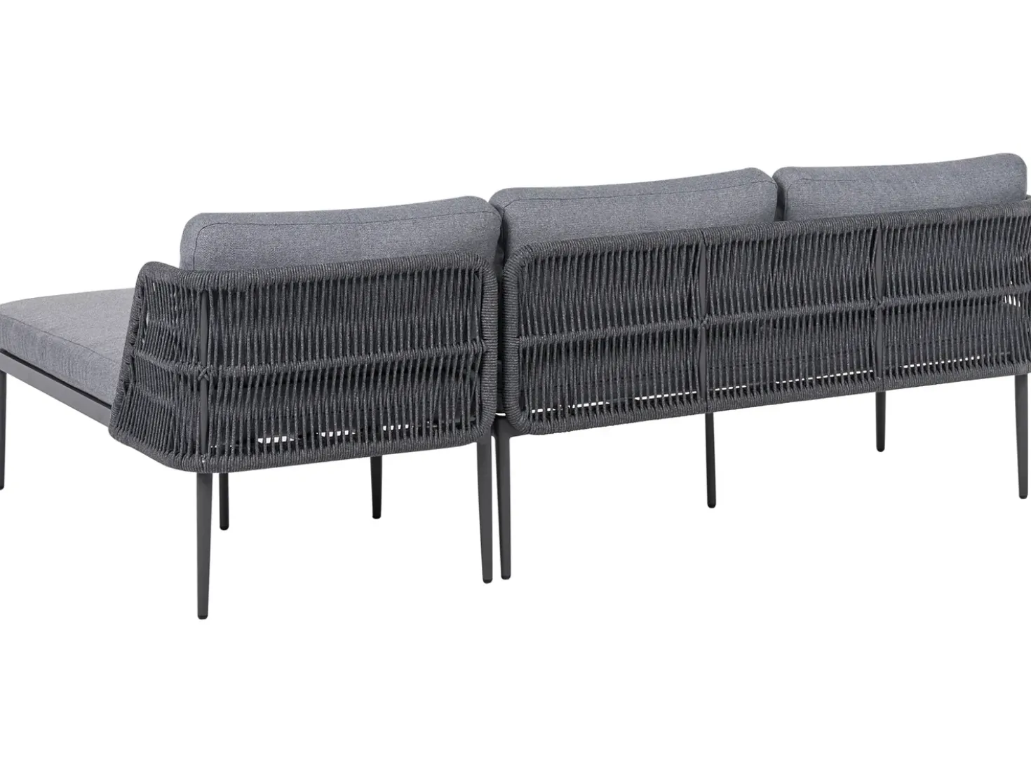 Set di divani angolari da giardino 3 posti LEFFE Lato Sinistro Metallo Grigio