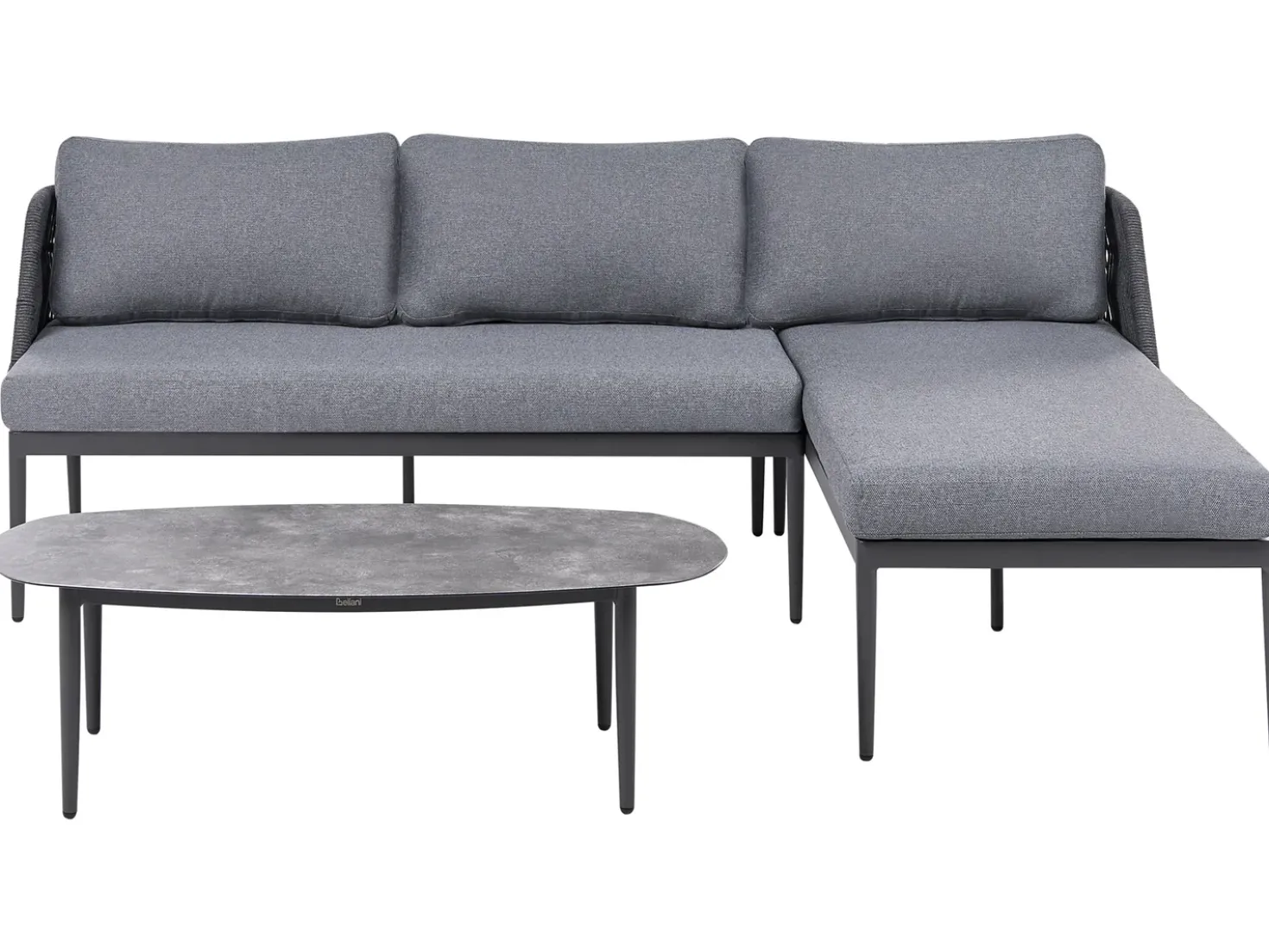 Set di divani angolari da giardino 3 posti LEFFE Lato Sinistro Metallo Grigio