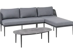 Set di divani angolari da giardino 3 posti LEFFE Lato Sinistro Metallo Grigio