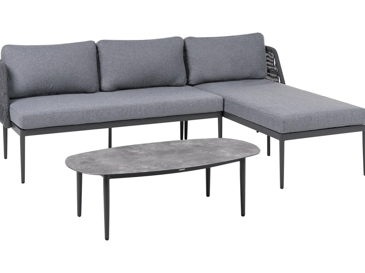 Set di divani angolari da giardino 3 posti LEFFE Lato Sinistro Metallo Grigio