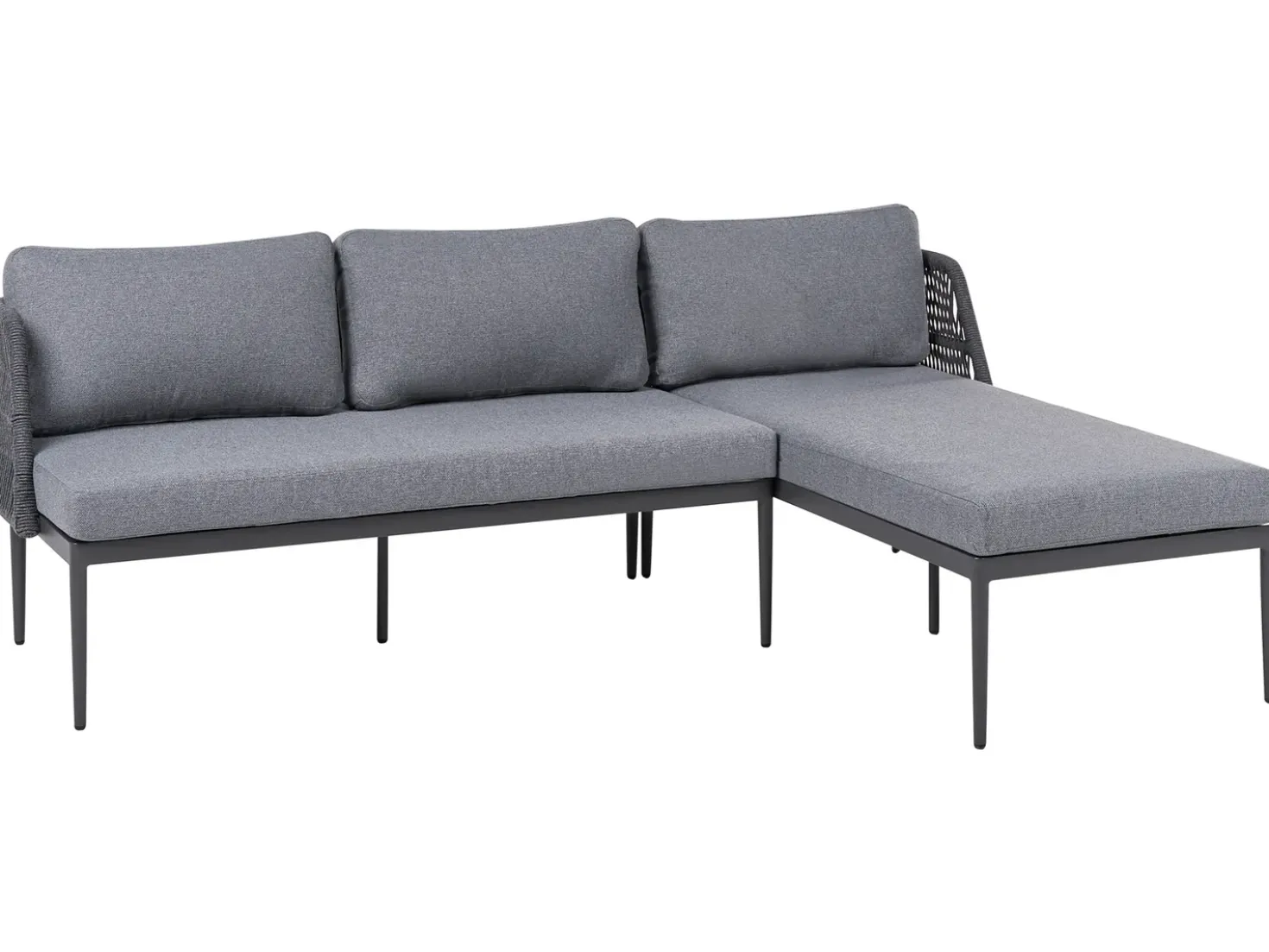 Set di divani angolari da giardino 3 posti LEFFE Lato Sinistro Metallo Grigio