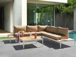 Set di divani angolari da giardino 5 posti POSITANO Marrone chiaro