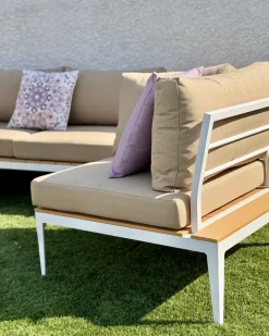 Set di divani angolari da giardino 5 posti POSITANO Marrone chiaro