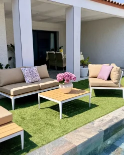 Set di divani angolari da giardino 5 posti POSITANO Marrone chiaro