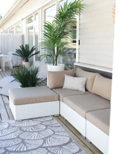 Set di divani angolari da giardino 4 posti SANO Lato destro Modulare Rattan sintetico (PE) Bianco