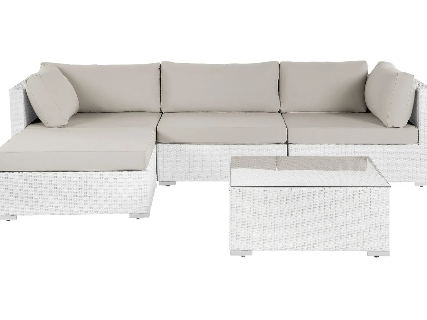 Set di divani angolari da giardino 4 posti SANO Lato destro Modulare Rattan sintetico (PE) Bianco