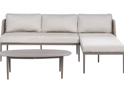 Set di divani angolari da giardino 3 posti LEFFE Lato Sinistro Metallo Beige