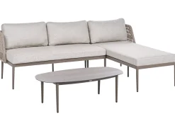 Set di divani angolari da giardino 3 posti LEFFE Lato Sinistro Metallo Beige