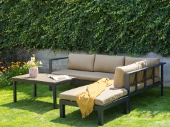 Set di divani angolari da giardino 5 posti MESSINA Lato Sinistro Metallo Beige sabbia
