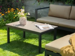 Set di divani angolari da giardino 5 posti MESSINA Lato Sinistro Metallo Beige sabbia