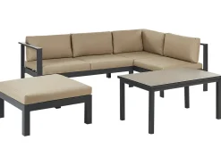 Set di divani angolari da giardino 5 posti MESSINA Lato Sinistro Metallo Beige sabbia