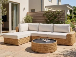 Set di divani angolari da giardino 4 posti OLIVERI Lato destro Rattan sintetico (PE) Beige