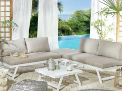 Set di divani angolari da giardino 5 posti COCCORINO Metallo Tortora