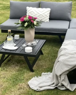 Set di divani angolari da giardino 5 posti COCCORINO Metallo Grigio