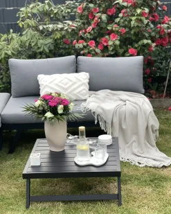 Set di divani angolari da giardino 5 posti COCCORINO Metallo Grigio