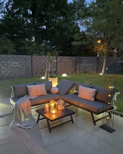 Set di divani angolari da giardino 5 posti COCCORINO Metallo Grigio