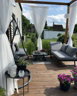 Set di divani angolari da giardino 5 posti COCCORINO Metallo Grigio