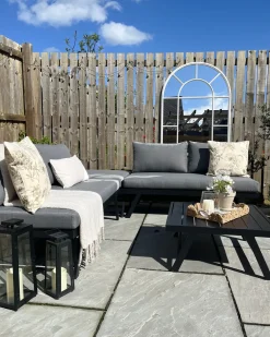 Set di divani angolari da giardino 5 posti COCCORINO Metallo Grigio