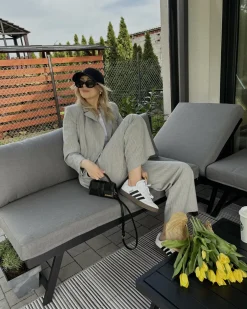 Set di divani angolari da giardino 5 posti COCCORINO Metallo Grigio