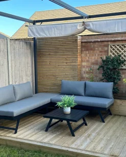 Set di divani angolari da giardino 5 posti COCCORINO Metallo Grigio