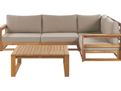 Set di divani angolari da giardino 4 posti TIMOR Lato Sinistro Modulare Legno di acacia certificato Marrone chiaro