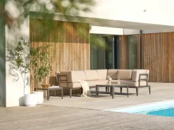 Set di divani angolari da giardino 6 posti RIMA III Lato Sinistro Modulare Metallo Beige